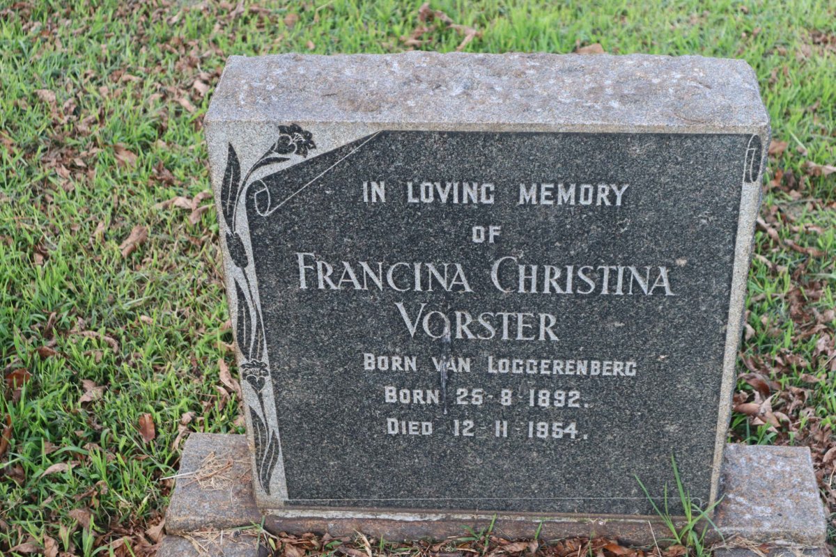 VORSTER Francina Christina nee VAN LOGGERENBERG 1892-1954