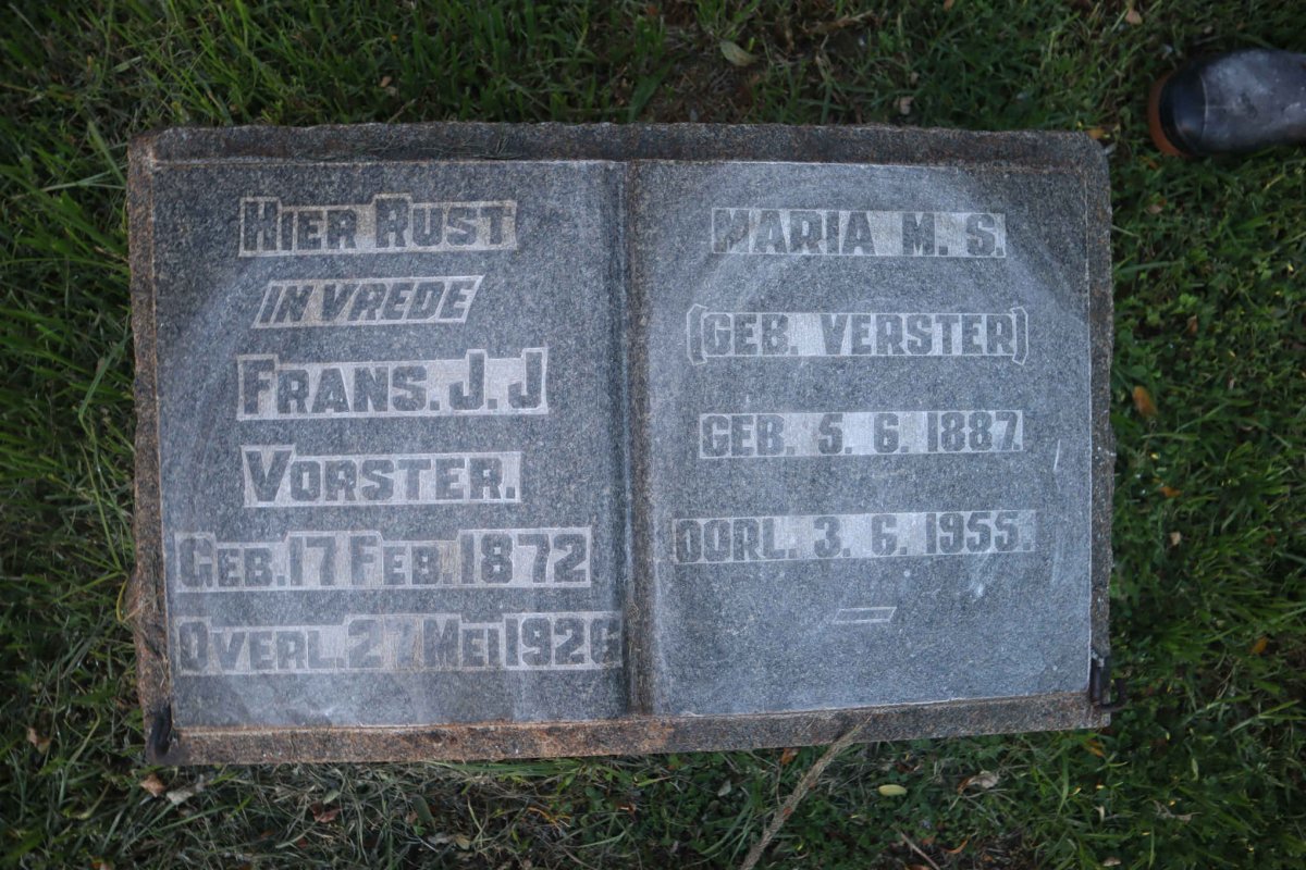 VORSTER Frans J.J. 1872-1926 &amp; Maria M.S. VERSTER 1887-1955
