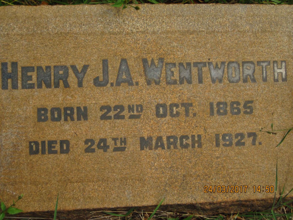 WENTWORTH Henry J.A. 1865-1927
