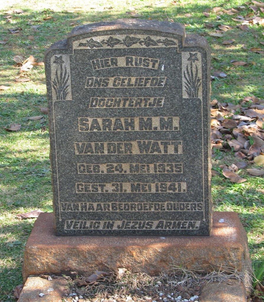 WATT Sarah M.M., van der 1935-1941