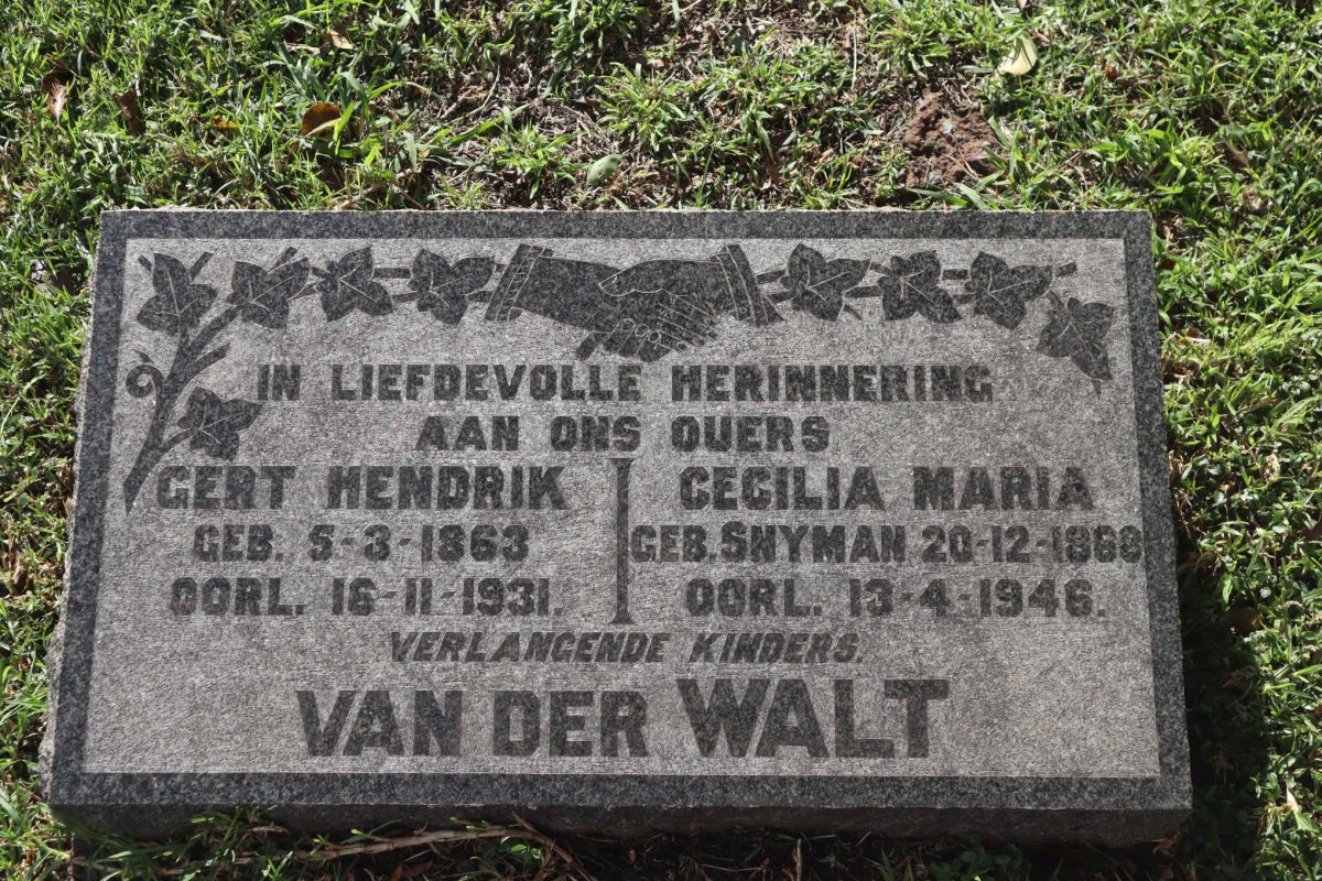 WALT Gert Hendrik, van der 1863-1931 &amp; Cecilia Maria SNYMAN 1868-1946