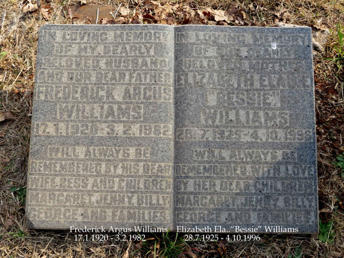 WILLIAMS Frederick Argus 1920-1982 &amp; Elizabeth Elaine 1925-1995