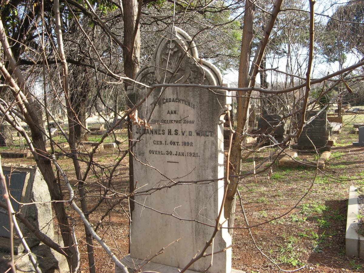 WALT Johannes H.S., v.d. 1892-1921