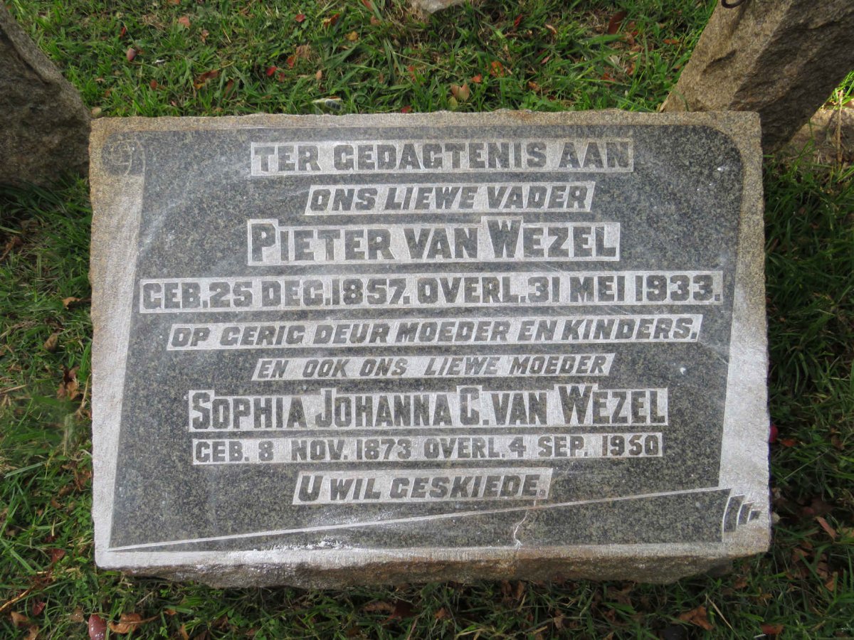 WEZEL Pieter, van 1857-1933 &amp; Sophia Johanna C. 1873-1950
