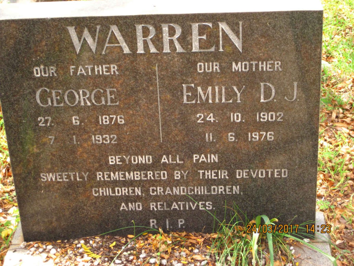 WARREN George 1876-1932 &amp; Emily D.J. 1902-1976