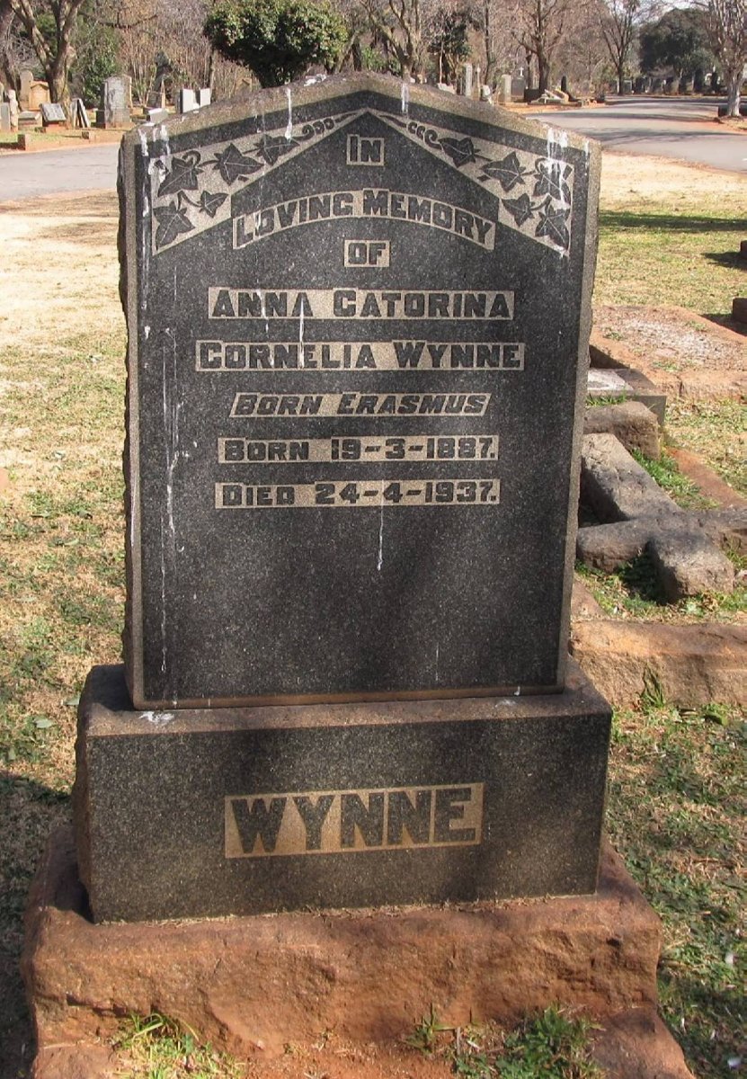WYNNE Anna Catorina Cornelia nee ERASMUS 1887-1937
