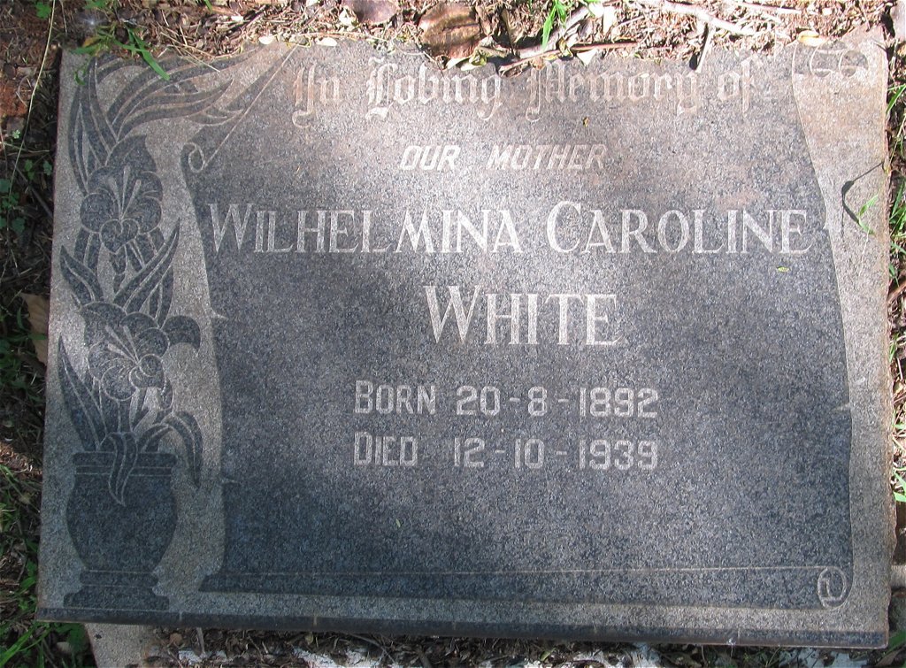 WHITE Wilhelmina Caroline 1892-1939