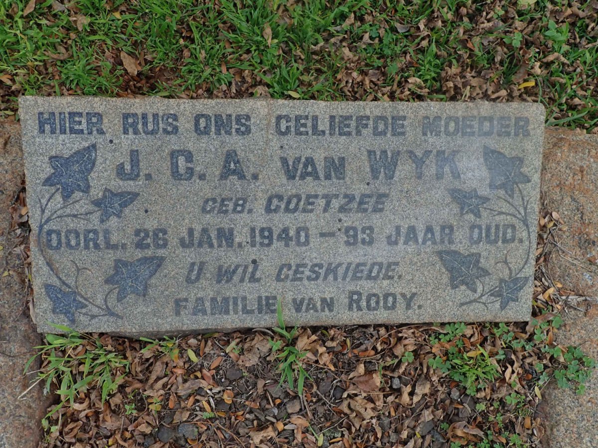 WYK J.C.A., van nee COETZEE -1940