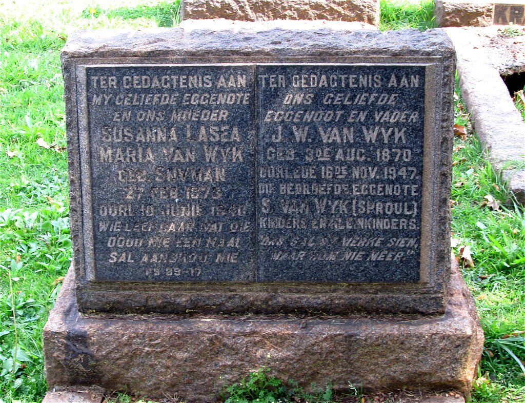 WYK J.W., van 1870-1947 &amp; Susanna Lasea Maria 1873-1940