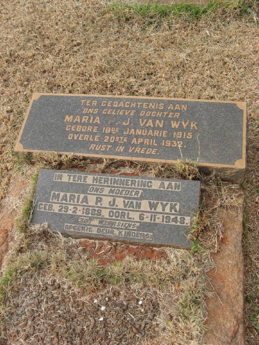 WYK Maria P.J., van 1888-1948 :: VAN WYK Maria P.J. 1915-193?