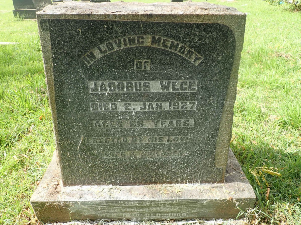 WEGE Jacobus -1927 &amp; Jo -1939