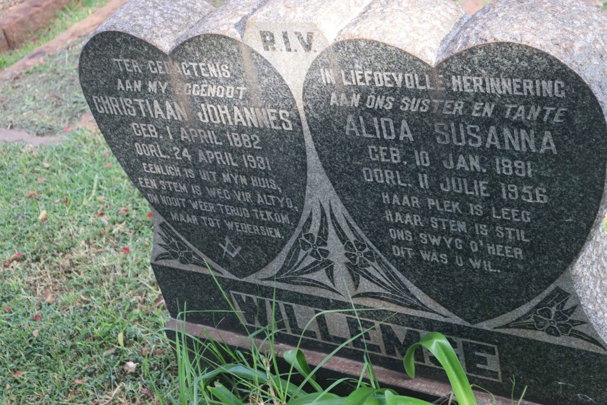WILLEMSE Christiaan Johannes 1882-1931 &amp; Alida Susanna 1891-1956