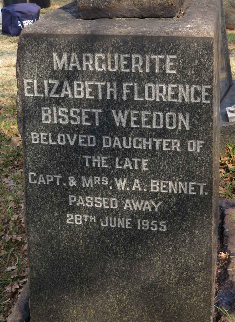 WEEDON Marguerite Elizabeth Florence Bisset nee BENNET -1955