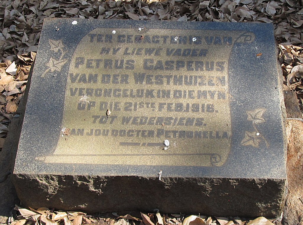 WESTHUIZEN Petrus Casperus, van der -1916