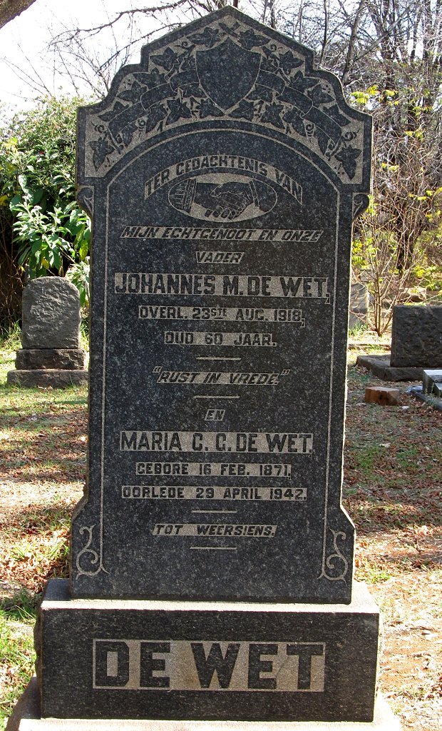 WET Johannes M., de -1918 &amp; Maria C.C. 1871-1942
