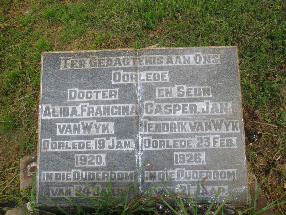 WYK Alida Francina, van -1920 :: VAN WYK Casper Jan Hendrik -1926