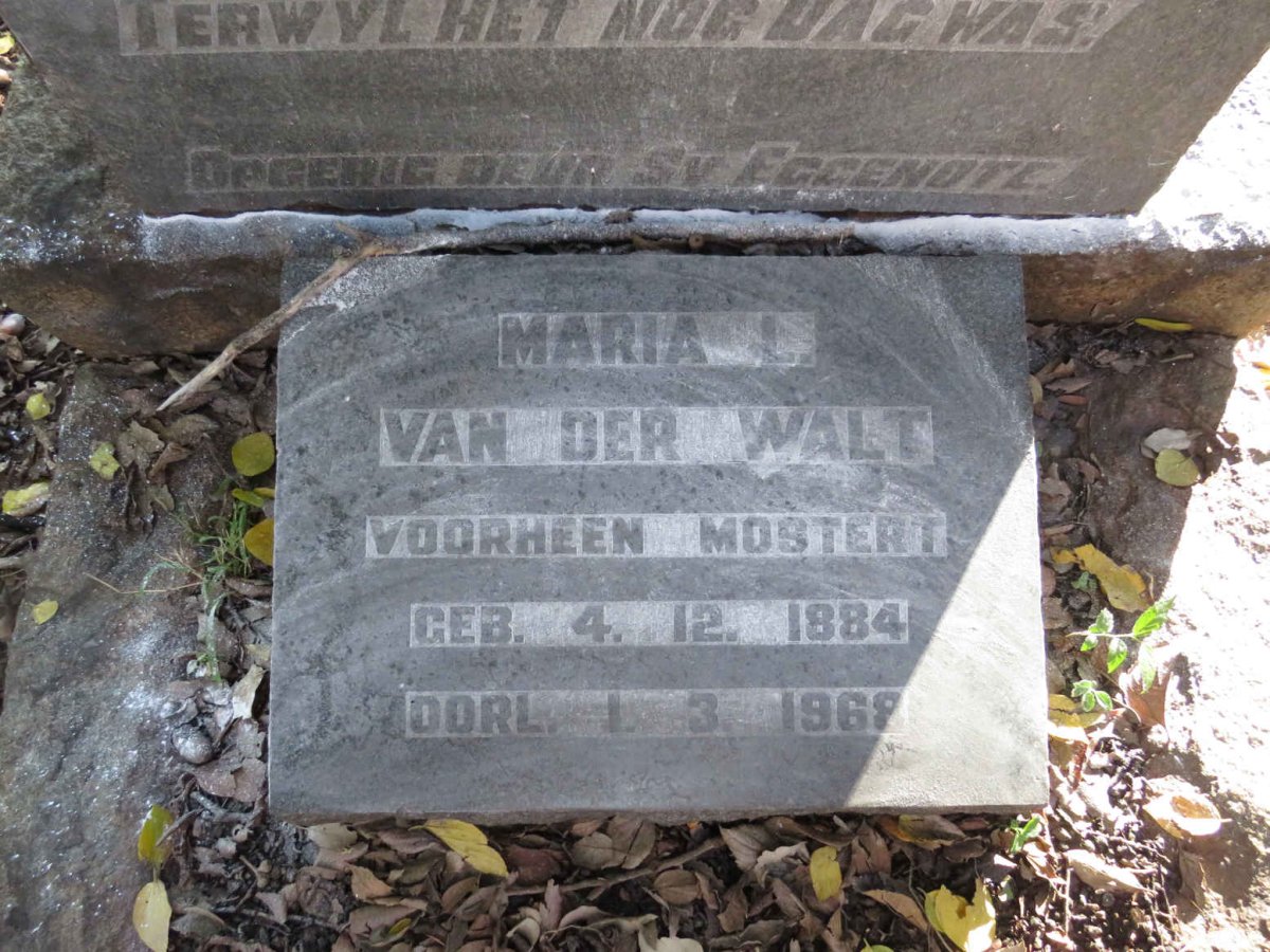 WALT Maria L., van der voorheen MOSTERT 1884-1968