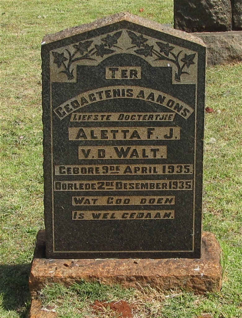 WALT Aletta F.J., v.d. 1935-1935