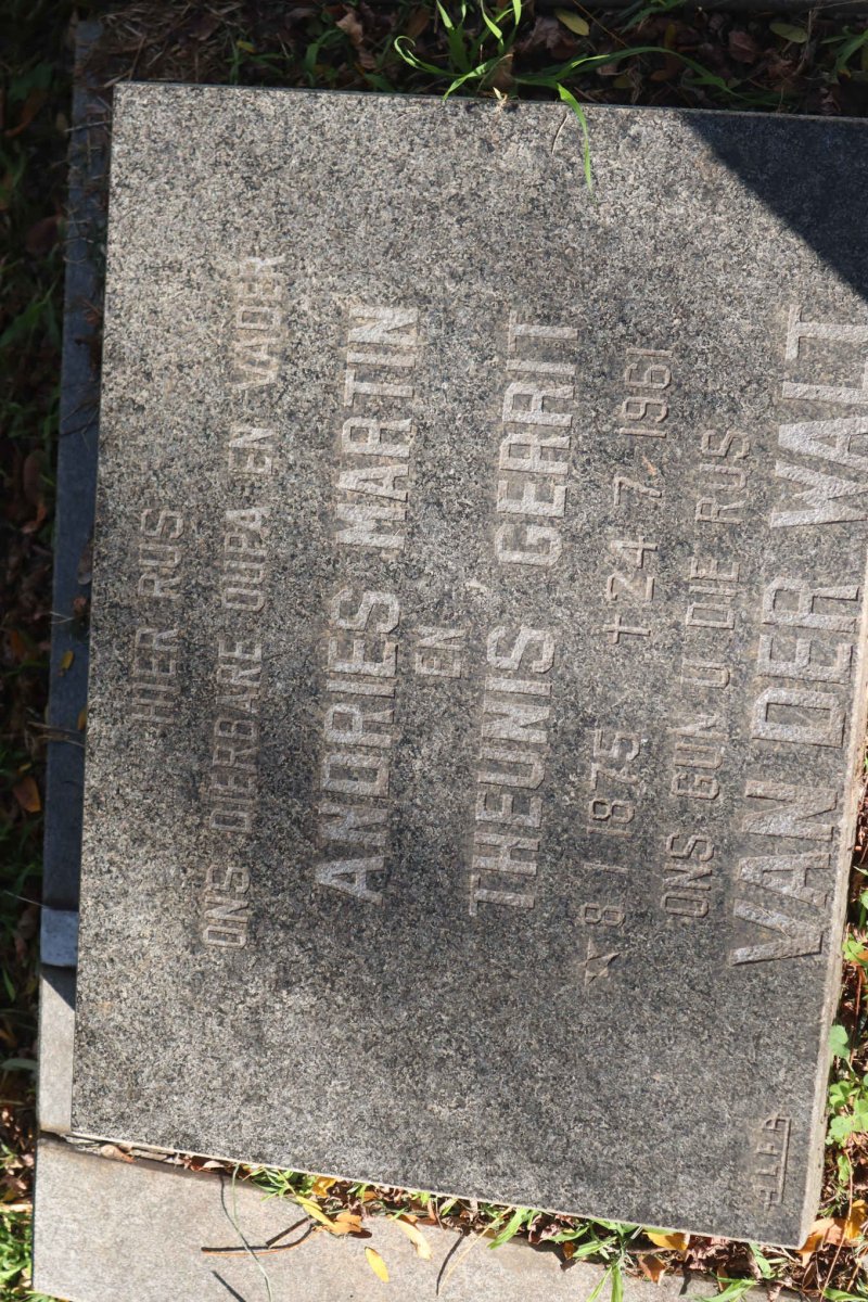 WALT Theunis Gerrit, van der 1875-1961