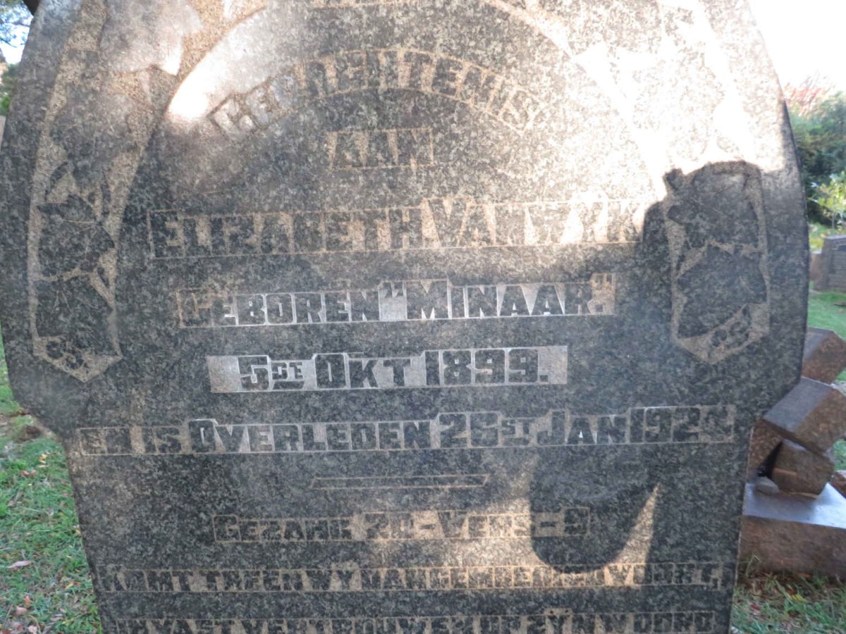 WYK Elizabeth, van nee MINAAR 1899-1924