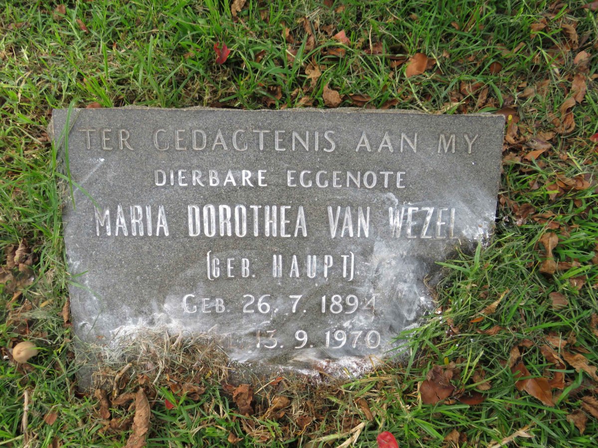 WEZEL Maria Dorothea, van nee HAUPT 1894-1970