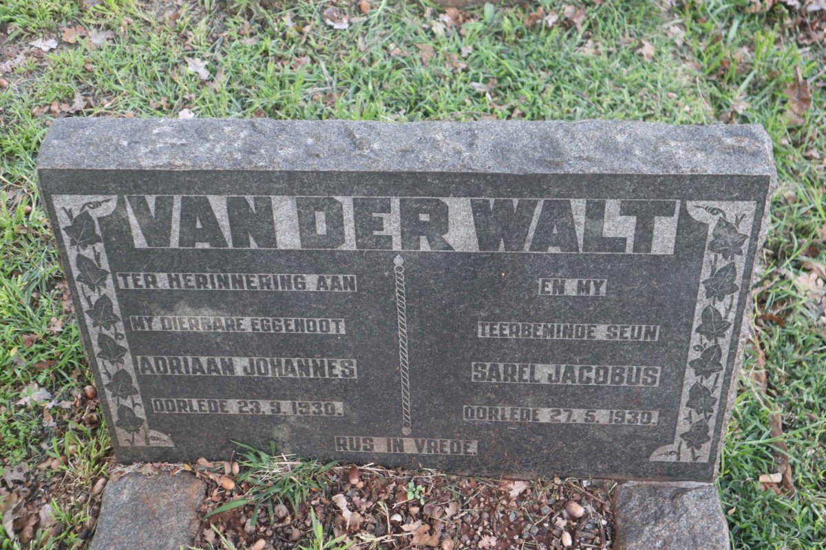 WALT Adriaan Johannes, van der -1930 :: VAN DER WALT Sarel Jacobus -1930