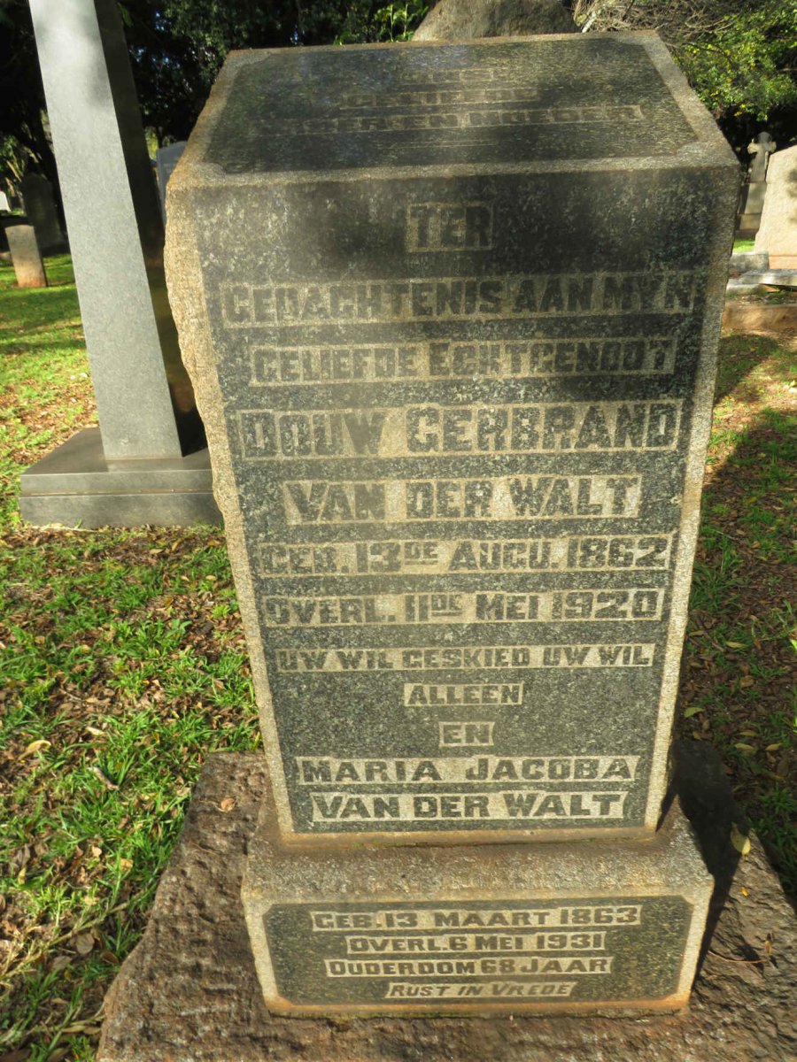WALT Douw Gerbrand, van der 1862-1920 &amp; Maria Jacoba 1863-1931