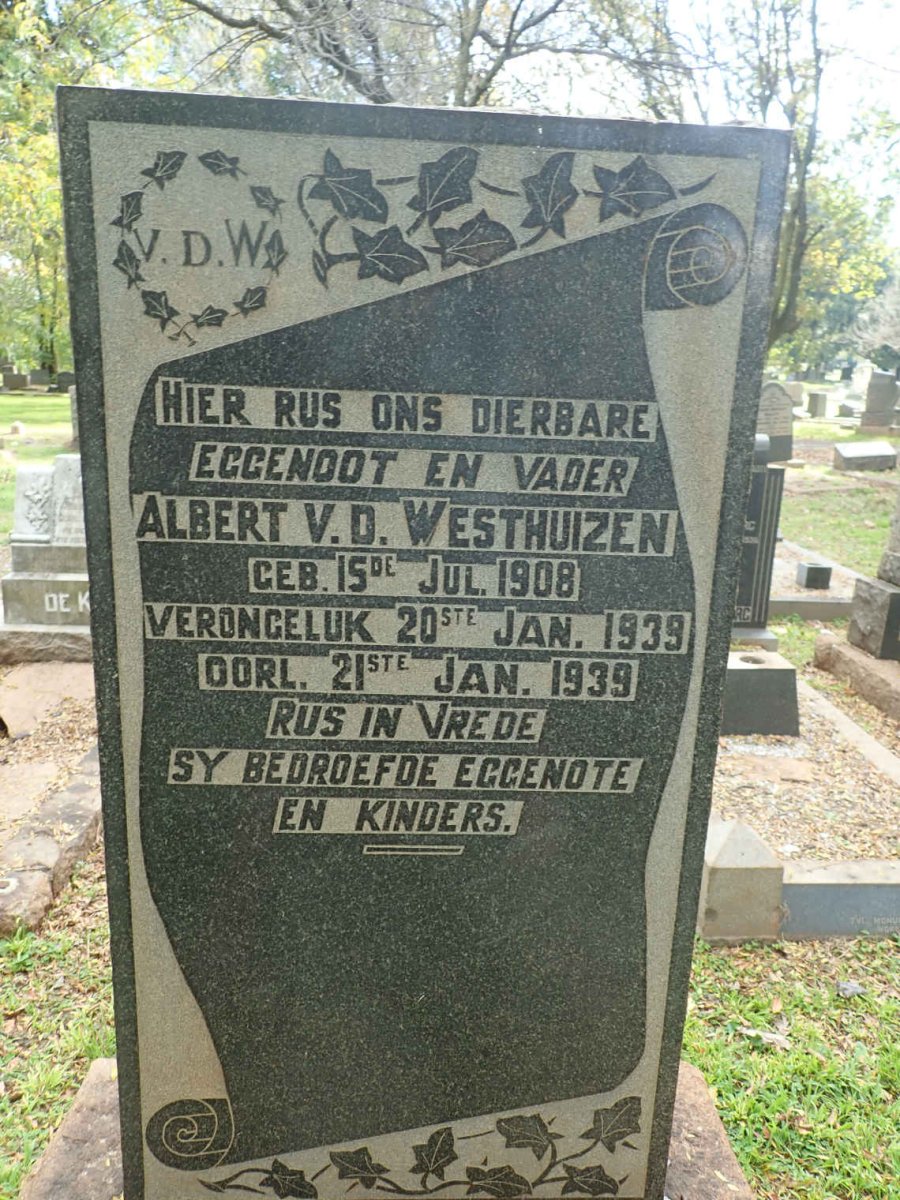WESTHUIZEN Albert., v.d. 1908-1939
