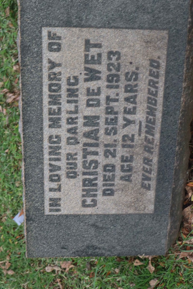 WET Christian, de -1923