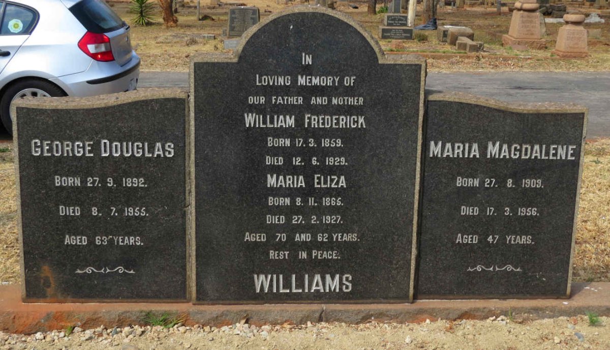 WILLIAMS William Frederick 1859-1929 &amp; Maria Eliza 1865-1927 :: WILLIAMS George Douglas 1892-1955