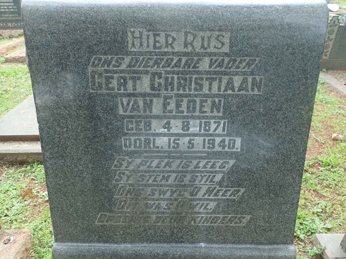 EEDEN Gert Christiaan, van 1871-1940
