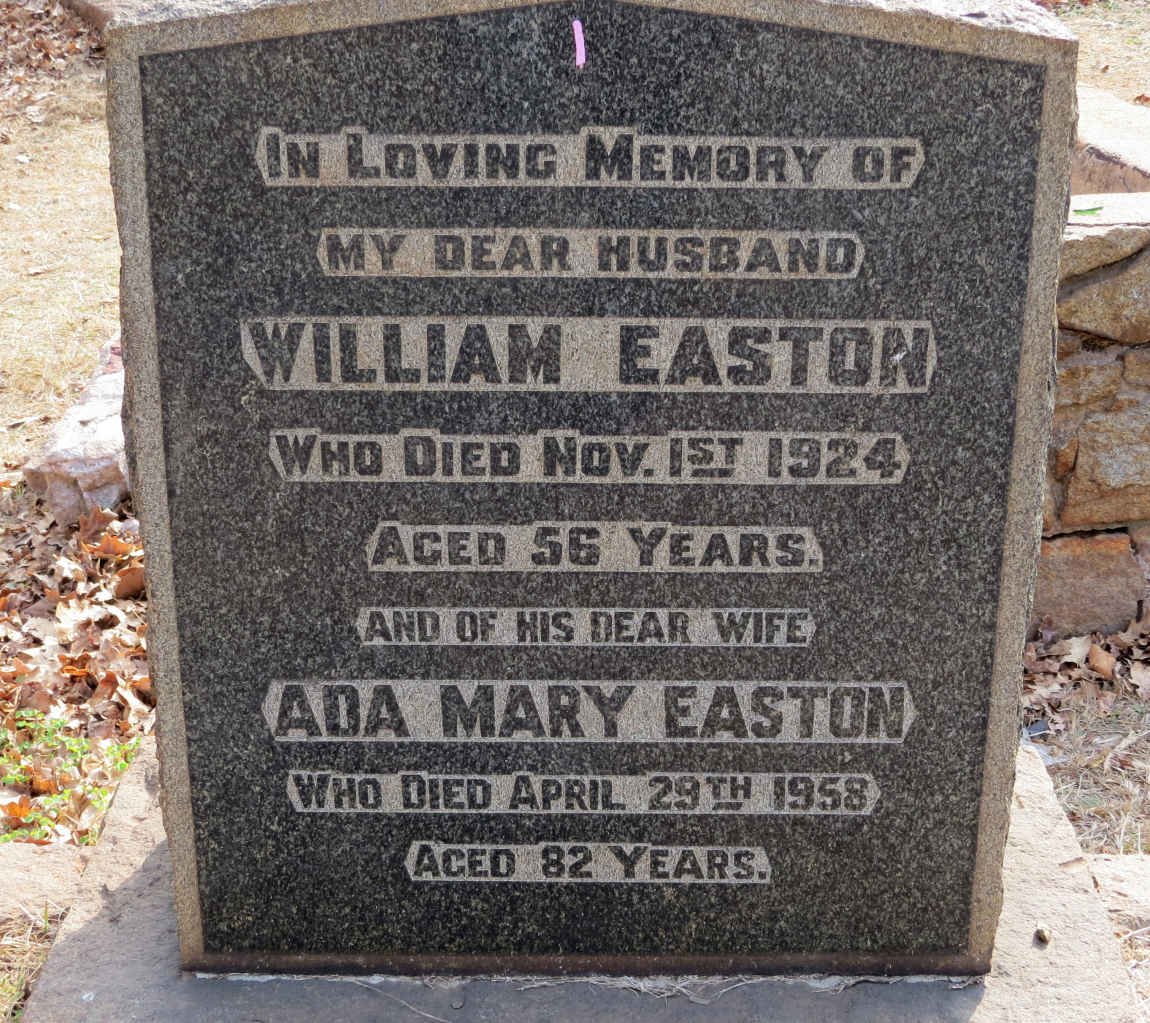 EASTON William -1924 &amp; Ada Mary -1958