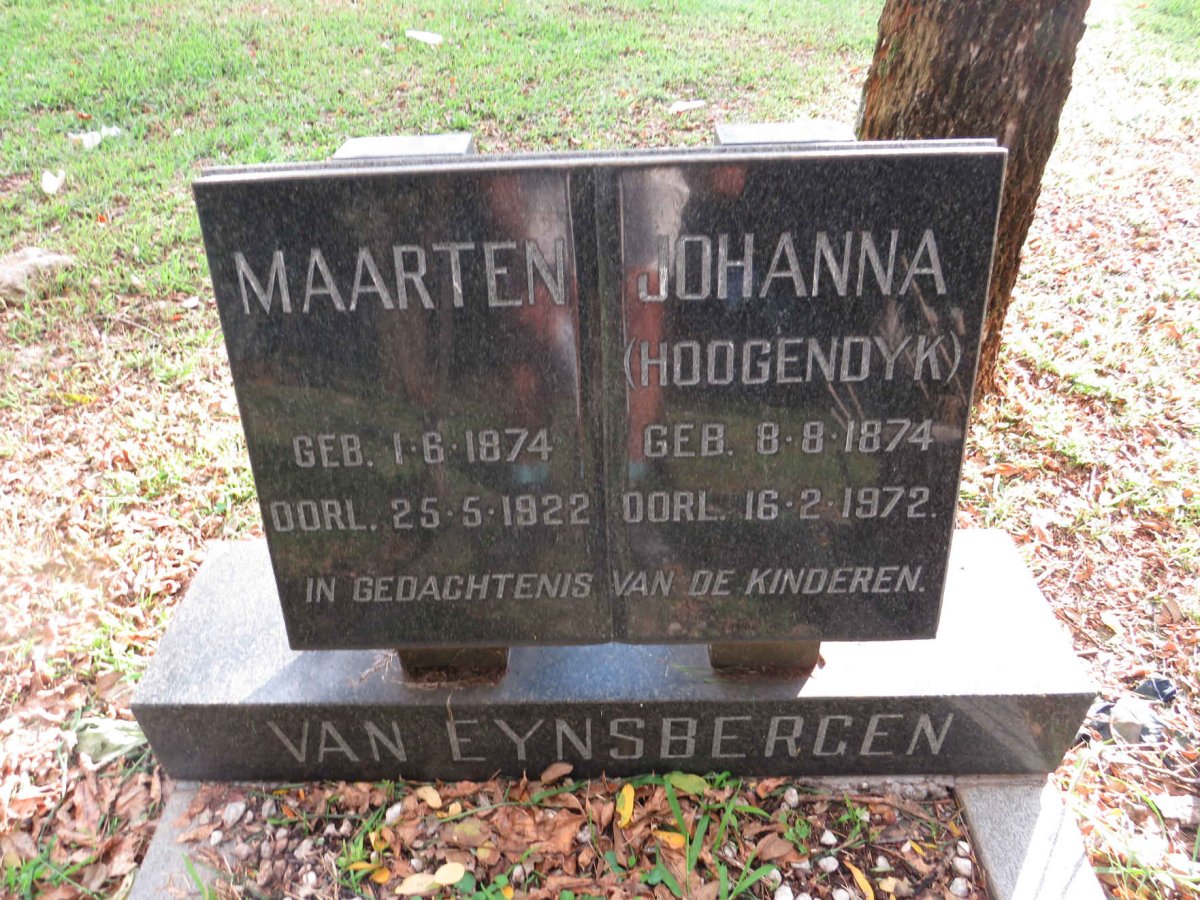 EYNSBERGEN Maarten, van 1874-1922 &amp; Johanna HOOGENDYK 1874-1972