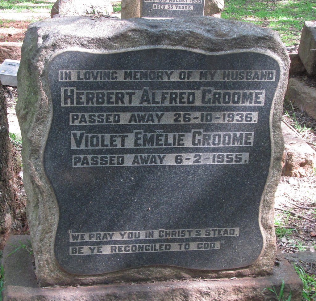 GROOME Herbert Alfred -1936 &amp; Violet Emelie 1955