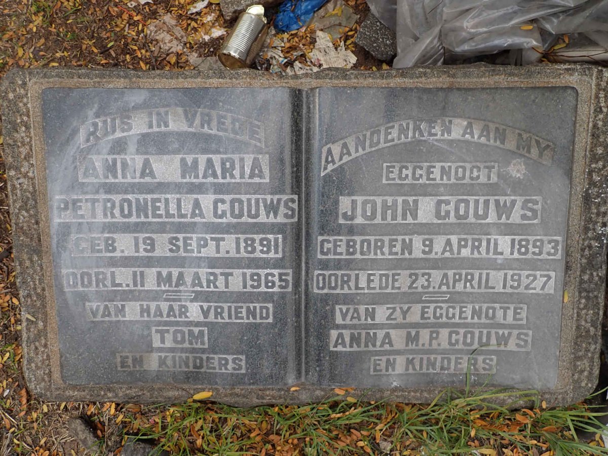 GOUWS John 1893-1927 &amp; Anna Maria Petronella 1891-1965