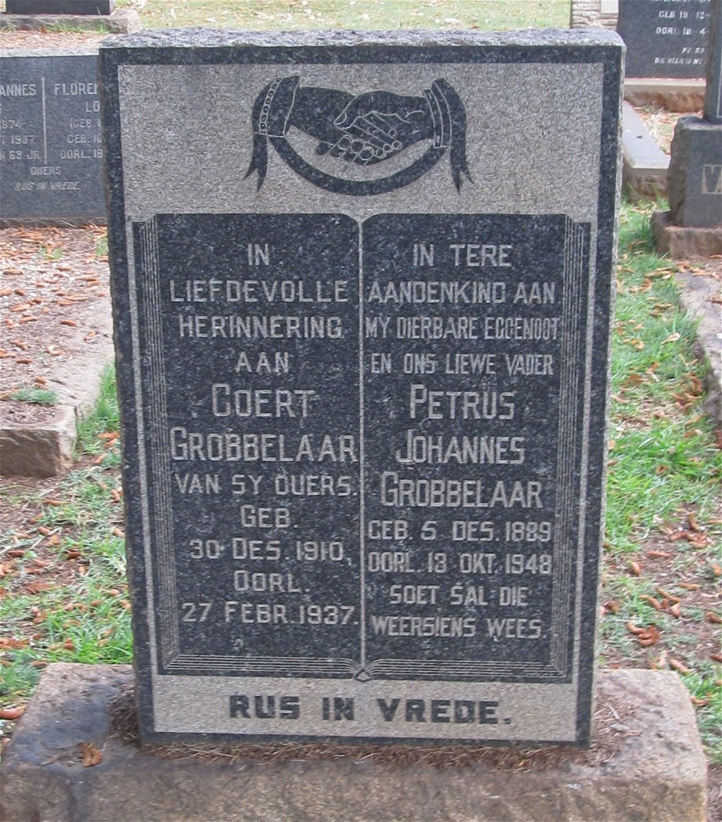 GROBBELAAR Petrus Johannes 1889-1948 :: GROBBELAAR Coert 1910-1937