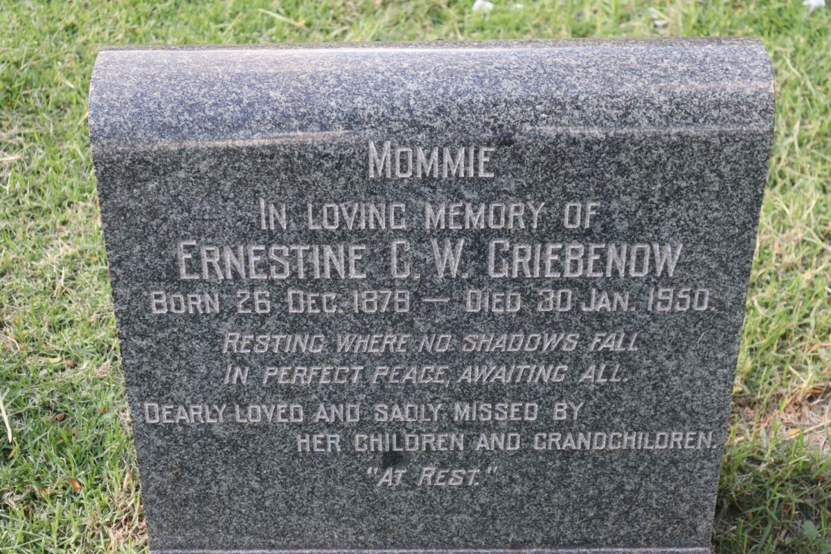 GRIEBENOW Ernestine C.W. 1879-1950
