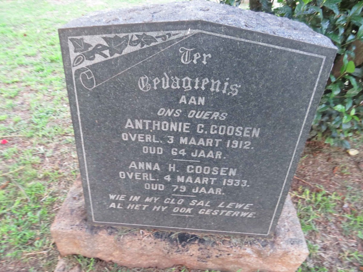 GOOSEN Anthonie C. -1912 &amp; Anna H. -1933