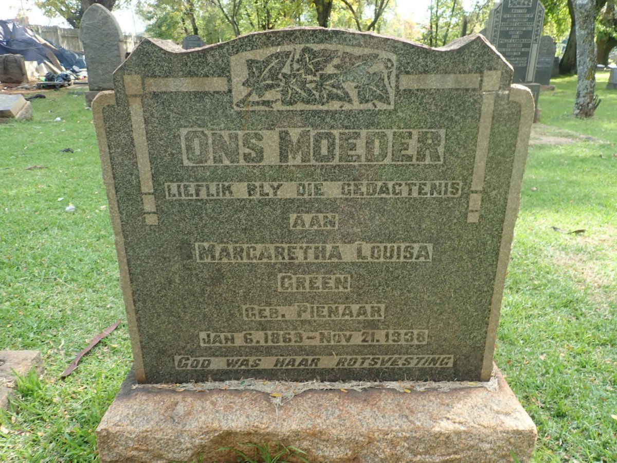 GREEN Margaretha Louisa nee PIENAAR 1869-1938