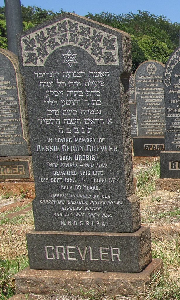 GREVLER Bessie Cecily nee DROBIS -1953