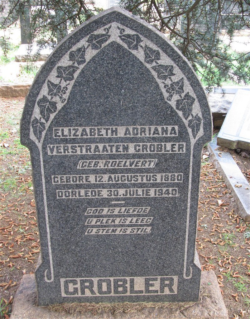 GROBLER Elizabeth Adriana Verstraaten nee ROELVERT 1880-1940
