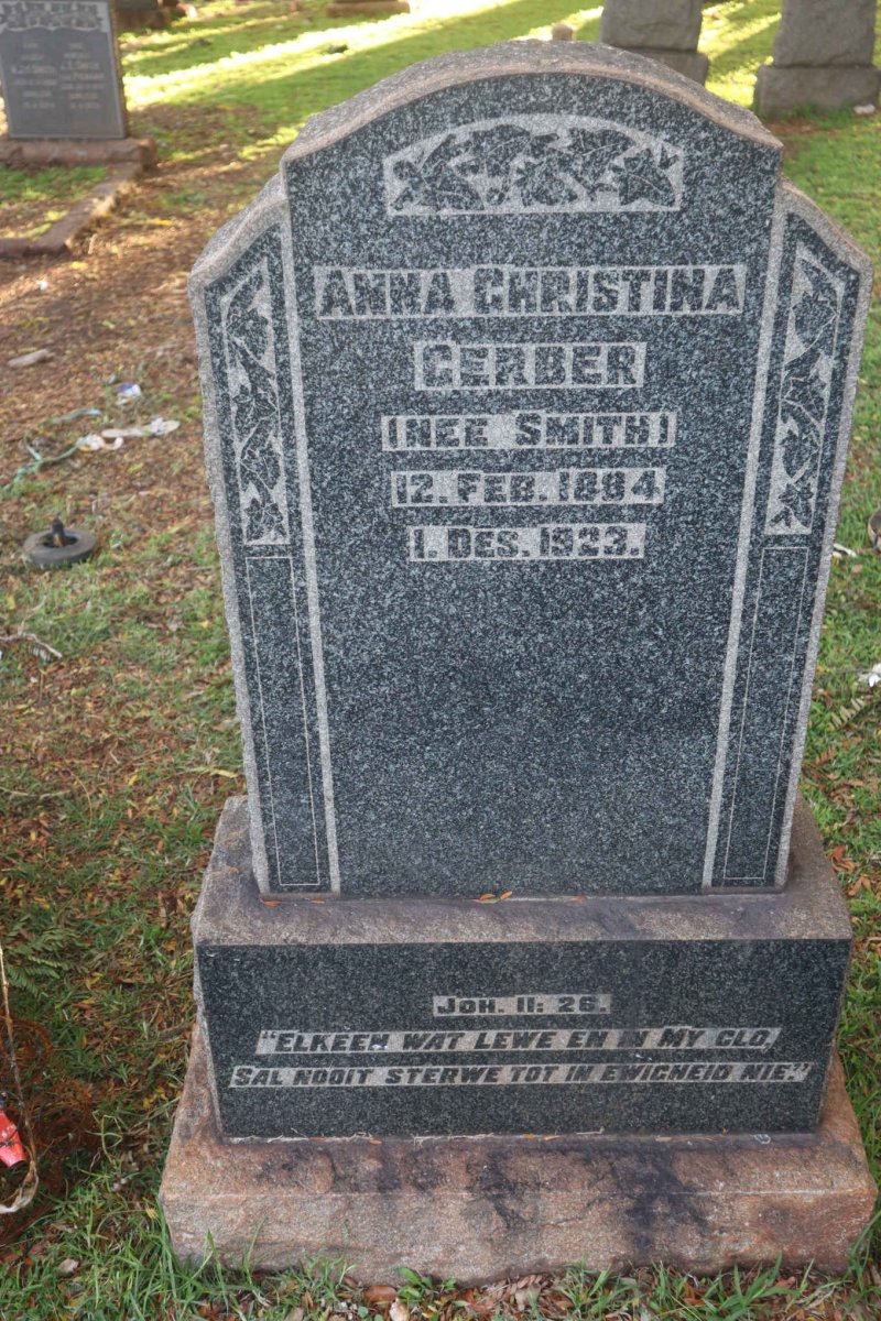 GERBER Anna Christina nee SMITH 1884-1923