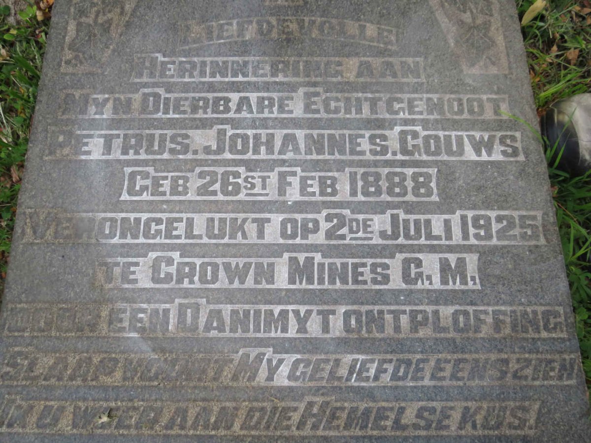 GOUWS Petrus Johannes 1888-1925