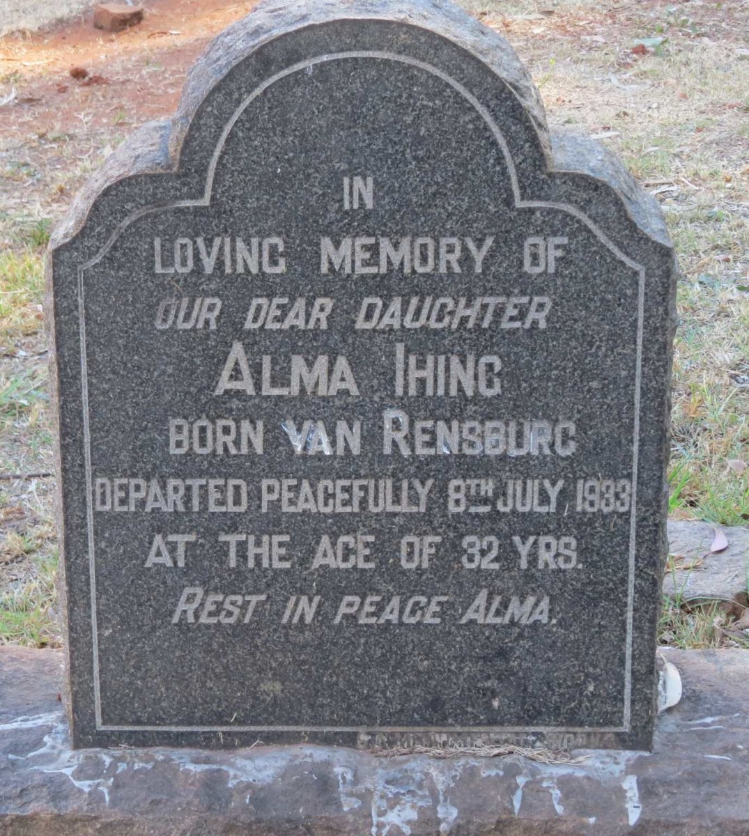 IHING Alma nee VAN RENSBURG -1933