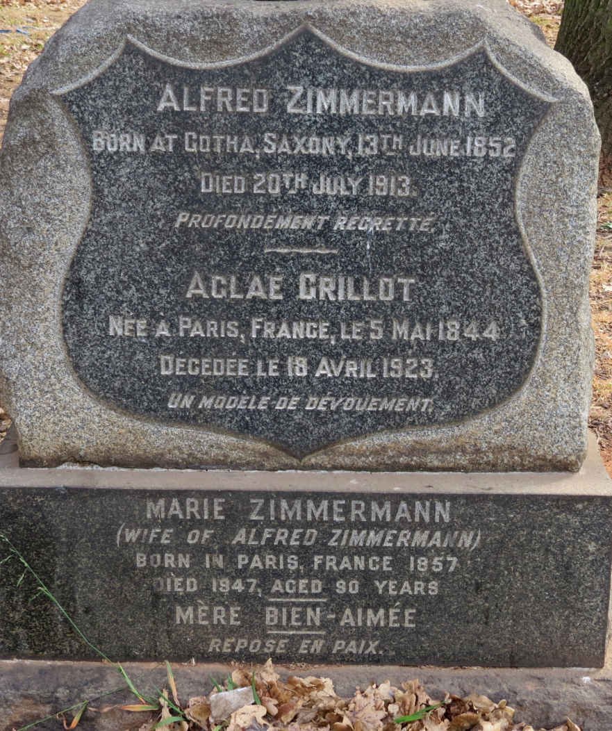ZIMMERMANN Alfred 1852-1913 &amp; Marie 1857-1947 :: GRILLOT Aglae 1844-1923