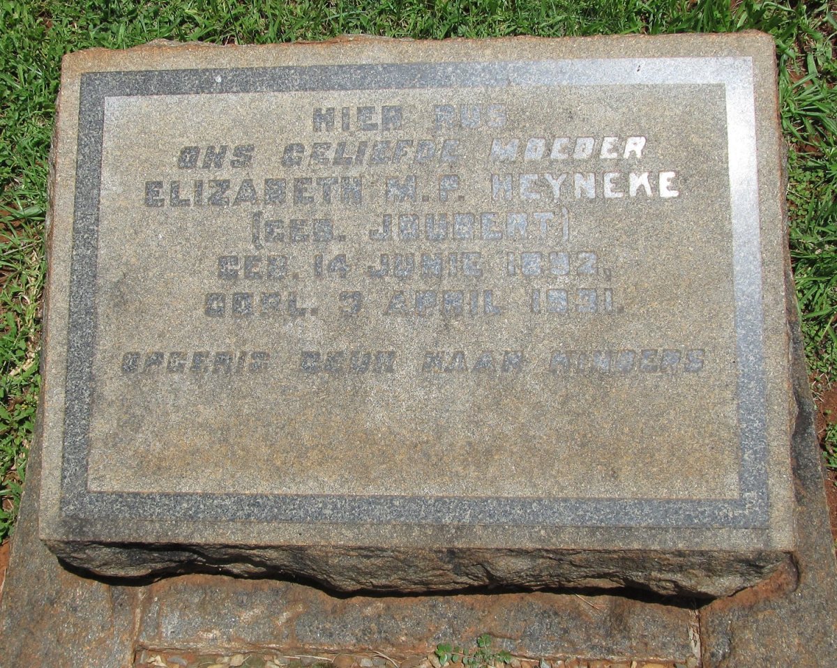 HEYNEKE Elizabeth M.P. nee JOUBERT 1892-1901