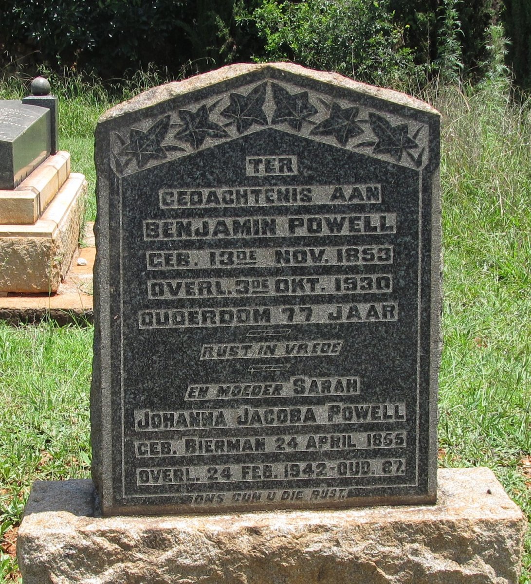 POWELL Benjamin 1853-1930 &amp; Sarah Johanna Jacoba BIERMAN 1855-1942