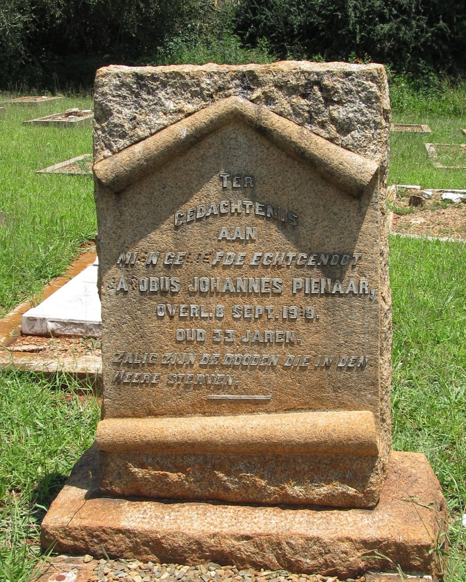 PIENAAR Jacobus Johannes -1919