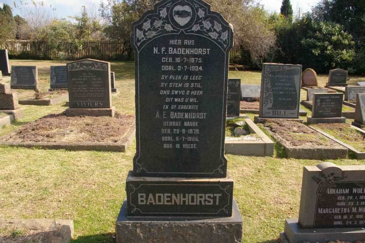 BADENHORST N.F. 1875-1934
