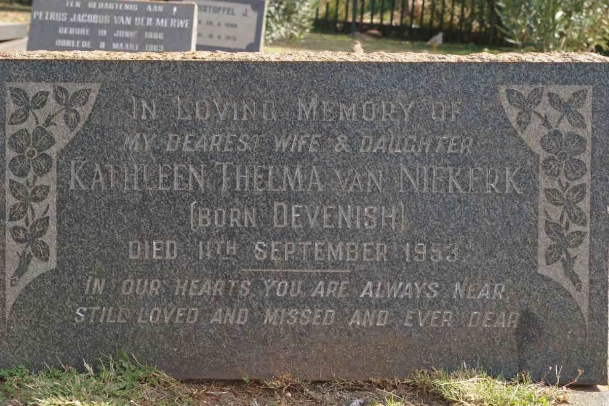 NIEKERK Kathleen Thelma, van nee DEVENISH -1953